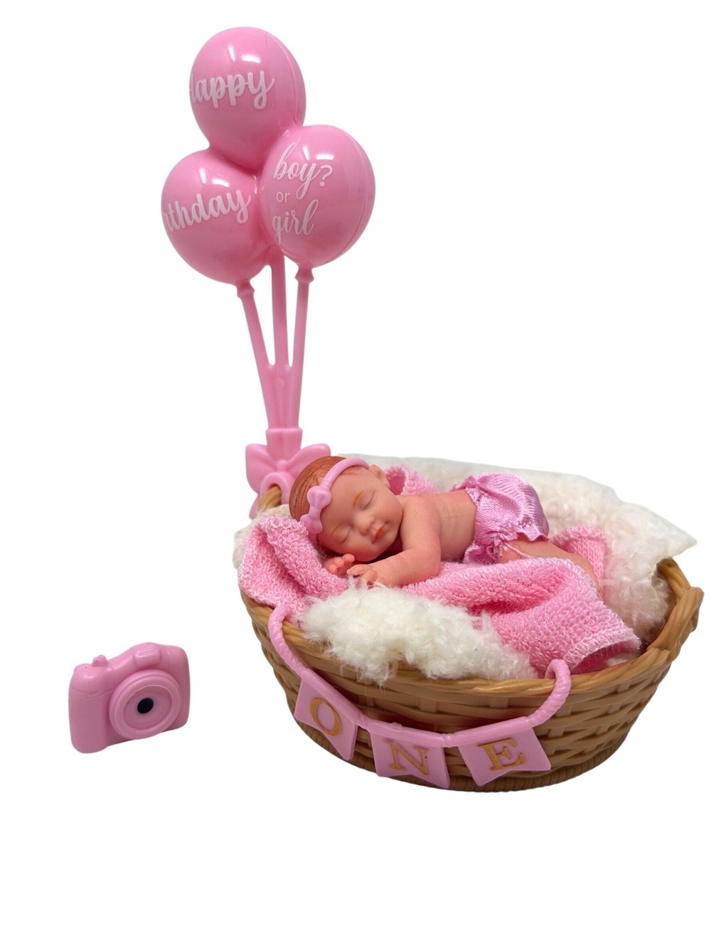 My Mini Baby In Basket W/balloons Set Zuru Happy Birthday Series New Open Ball